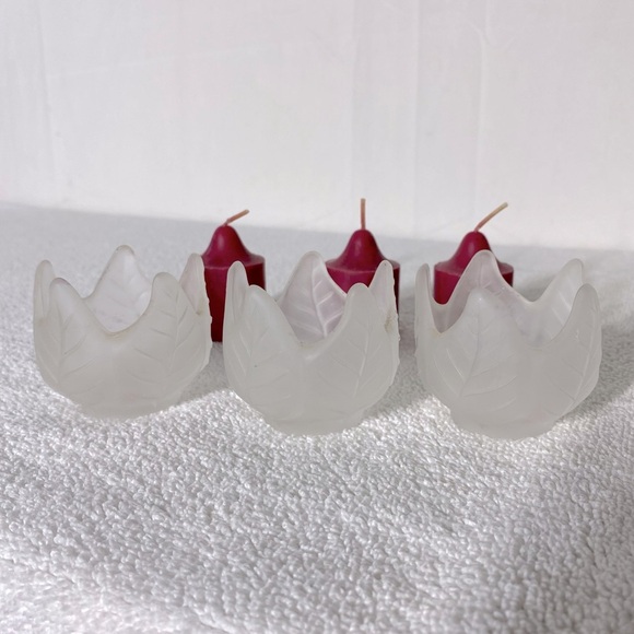 Vintage Party Lite Frosted Glass Candle Holders x3 - Picture 6 of 10